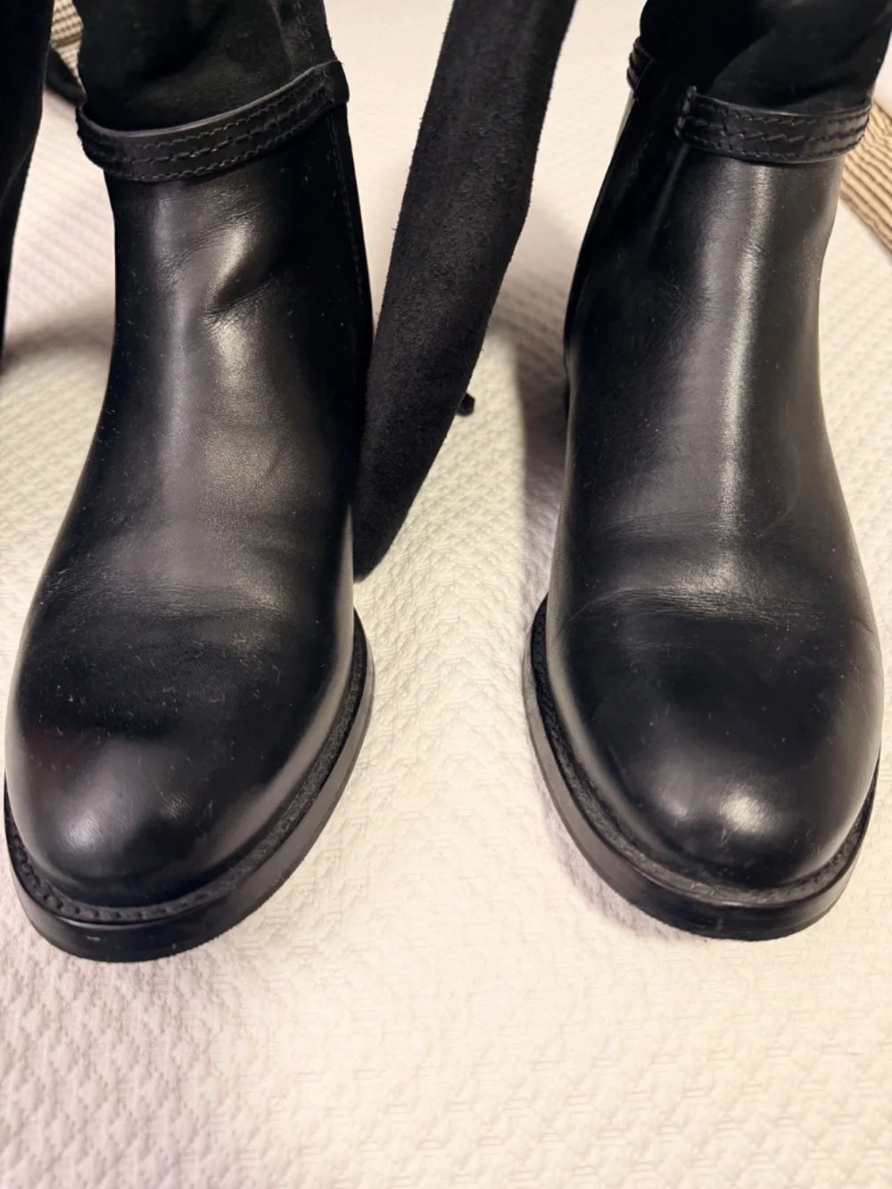 Tory Burch wide calf black suede riding boot